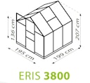 Vitavia Gewächshaus Eris 3800 inkl. 1 Dachfenster, Regenrinnen, Stahlfundamentrahmen - 3,8 m²